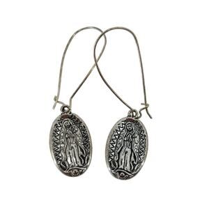 Virgin Mary Guadalupe Earrings Teardrop Dangle Our Lady
